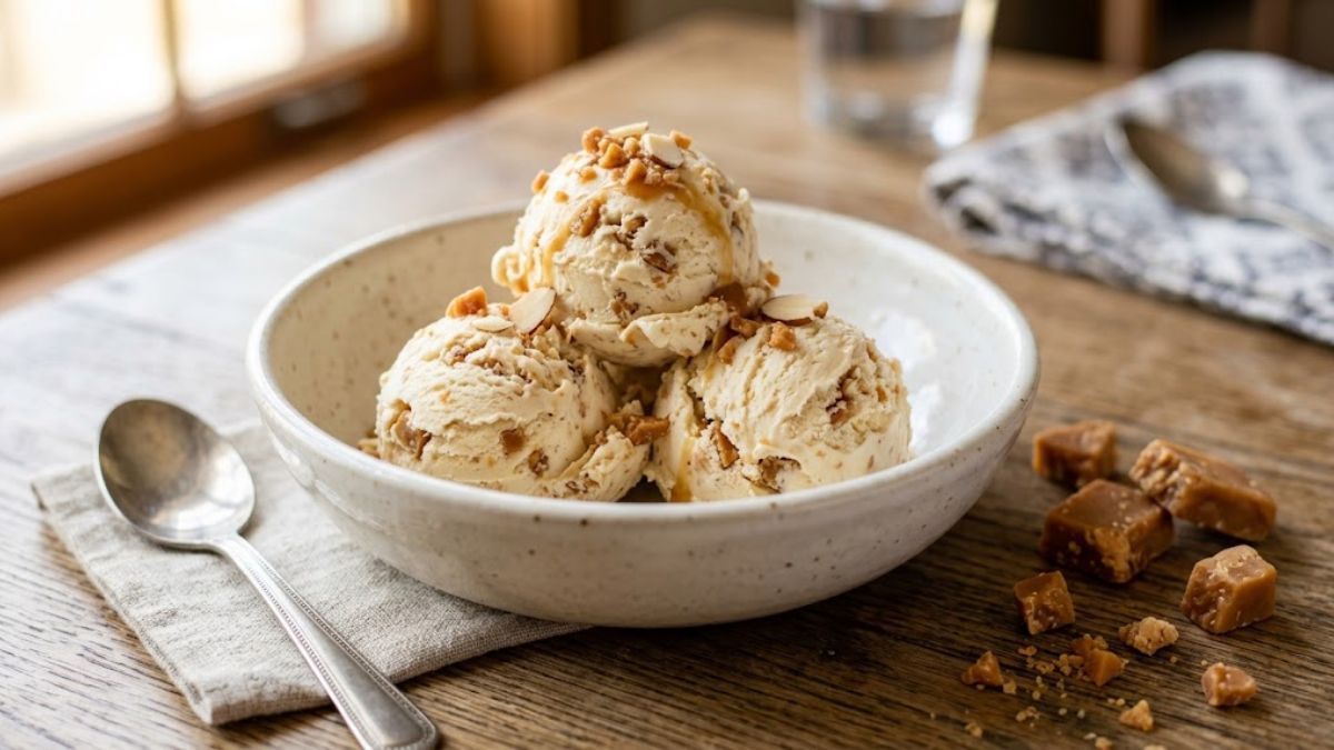 Butter Brickle Ice Cream with crunchy toffee pieces