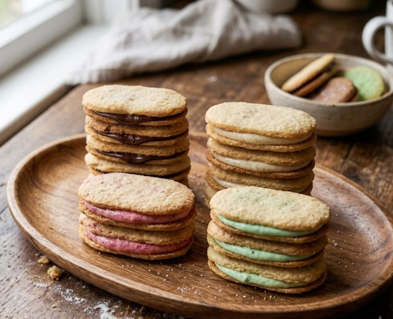 Different flavors of homemade milano cookies