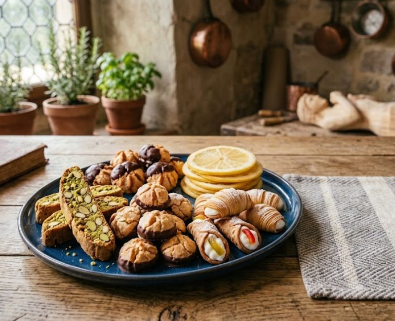 Popular types of Italian cookies including biscotti, amaretti, pizzelle, and anginetti