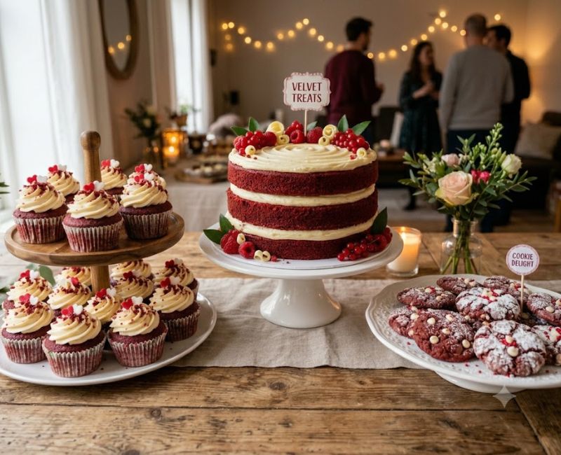 red_velvet_cake_cupcakes_and_cookies_displayed_together