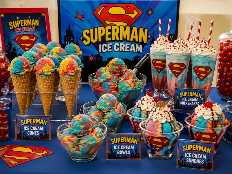 Different ways to serve Superman ice cream for parties and desserts
