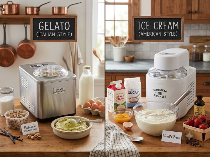 Homemade gelato and homemade ice cream made with fresh ingredients