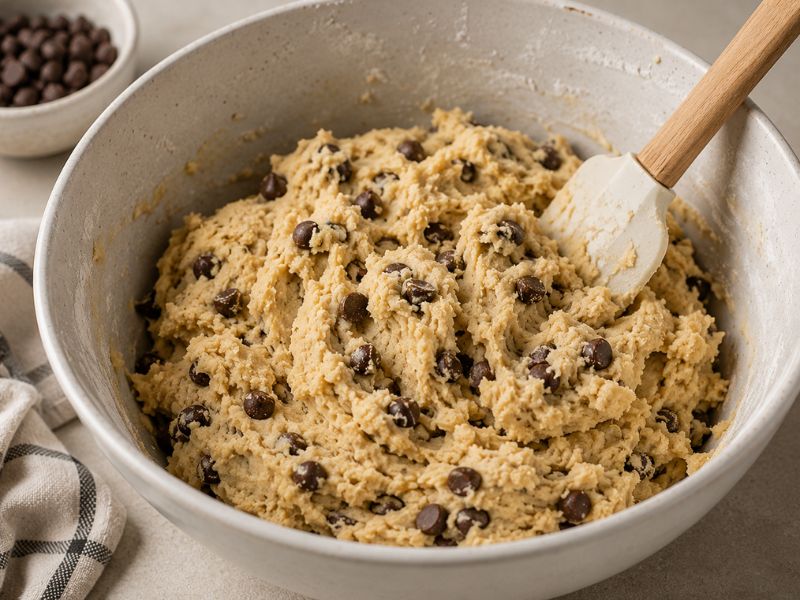 Mixing gluten free chocolate chip cookie dough