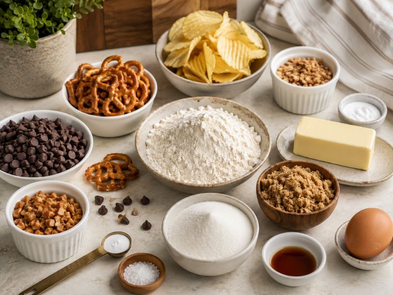 Ingredients for kitchen sink cookies recipe