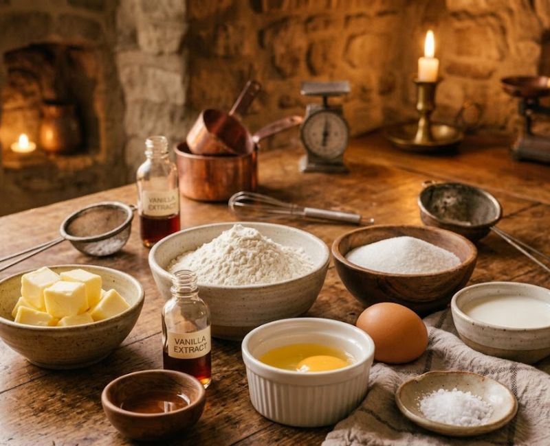 Ingredients for an easy butter cookie recipe