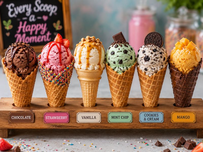 different cone styles
best ice cream flavors in ice cream cones