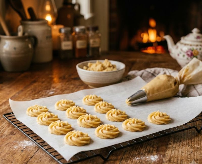 Shaping butter cookie dough before baking