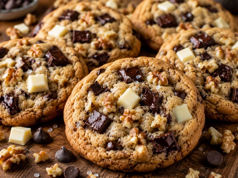Different sourdough chocolate chip cookie variations