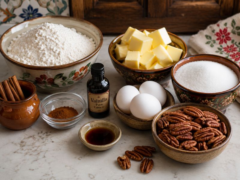 Ingredients used to make homemade Mexican cookies