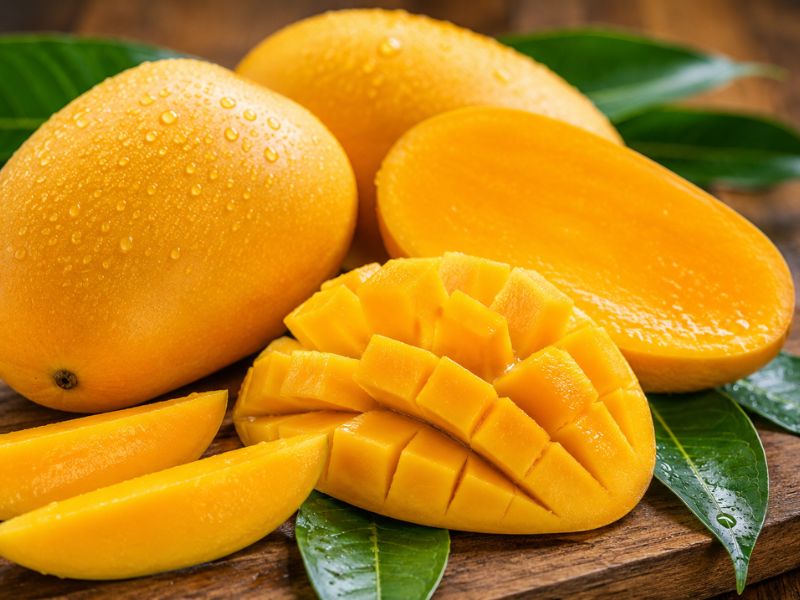 Fresh mangoes for homemade mango ice cream
