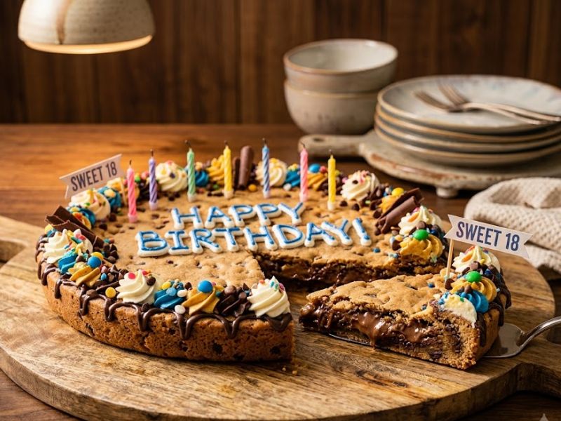 Giant cookie cake with chewy center