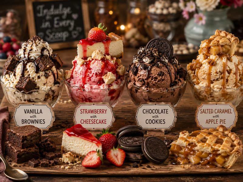 Ice cream flavors paired with popular desserts