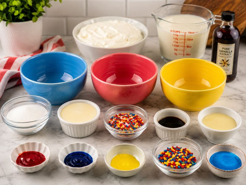 Ingredients for homemade Superman ice cream recipe