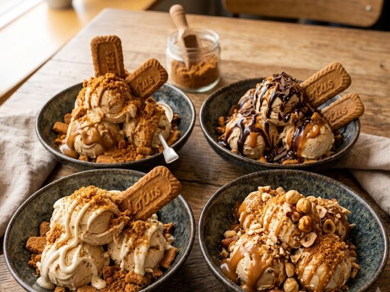 Different lotus biscoff ice cream variations