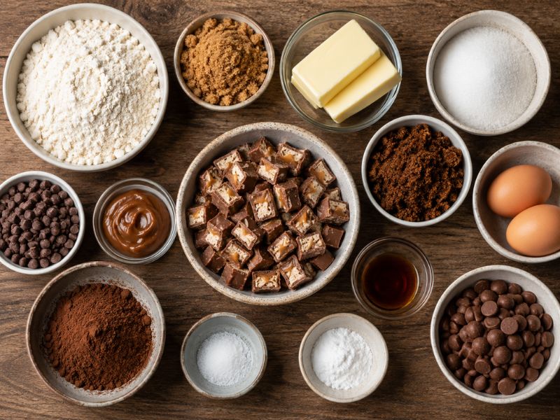 Ingredients for homemade Milky Way cookies