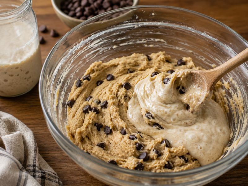 Mixing sourdough chocolate chip cookie dough