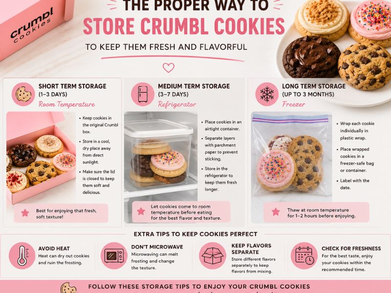 Properly stored Crumbl cookies