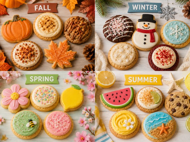 Seasonal Crumbl cookies menu with holiday-inspired cookie flavors