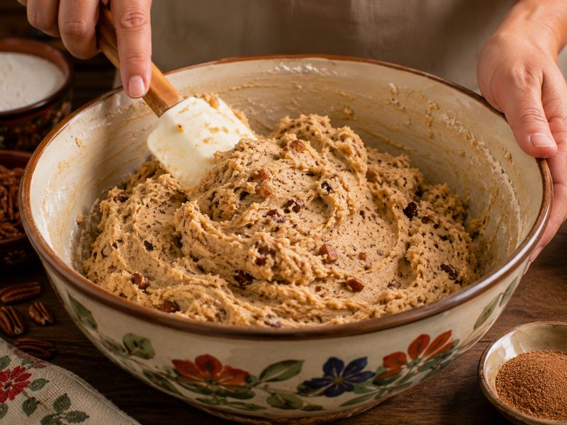 Mixing dough for an easy Mexican cookie recipe