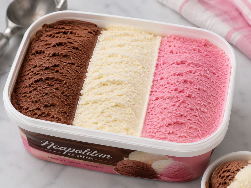Traditional Neapolitan Ice Cream with three classic flavors