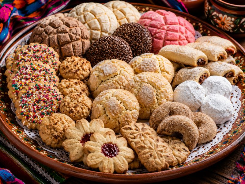 Traditional Mexican cookies arranged on a serving platter