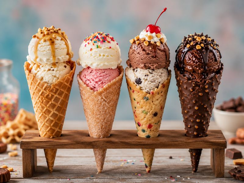 waffle ice cream cone and other cone types
