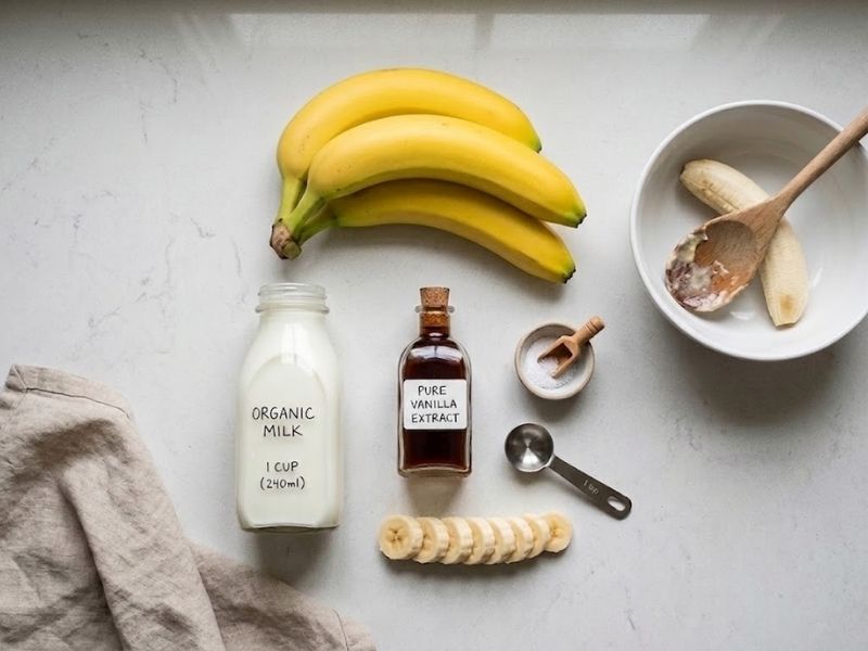 Ingredients for homemade banana ice cream