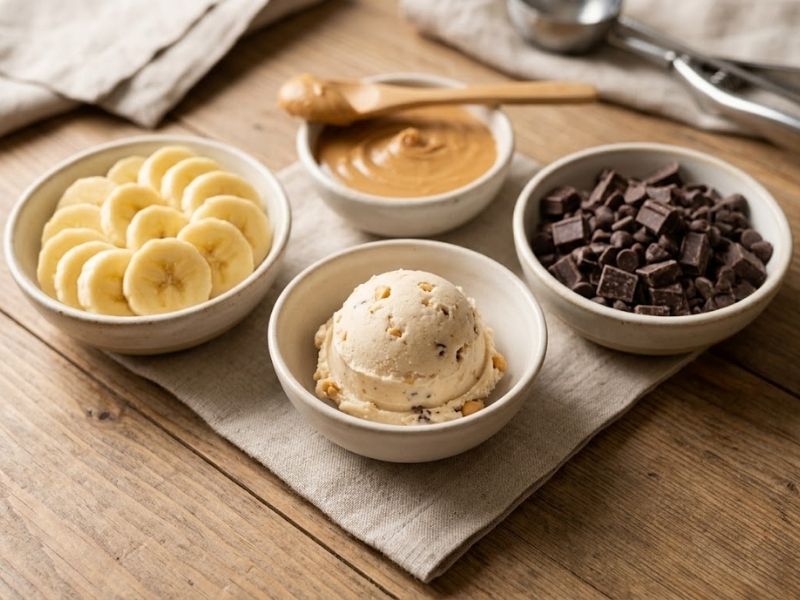 Banana peanut butter and chocolate ice cream flavor combination