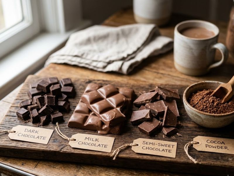 Best chocolate for homemade chocolate ice cream recipe including dark chocolate and cocoa powder
