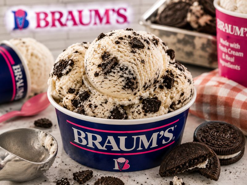 Chocolate Chip Cookie Dough and Cookies & Cream Braum's ice cream