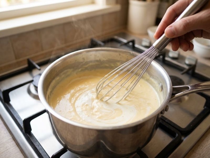 preparing the creamy ice cream base