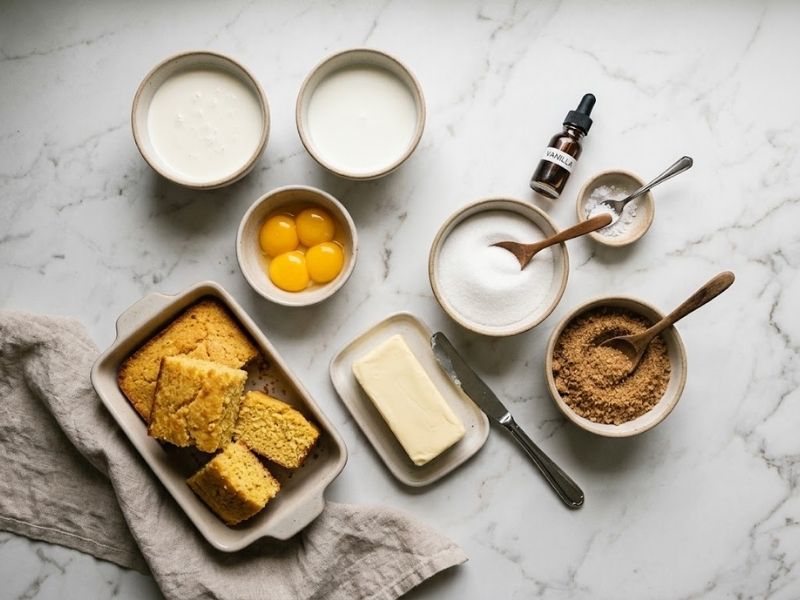 ingredients for homemade cornbread ice cream