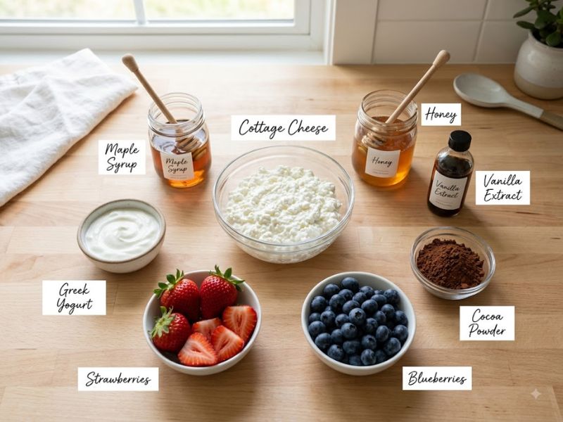 ingredients for homemade cottage cheese ice cream