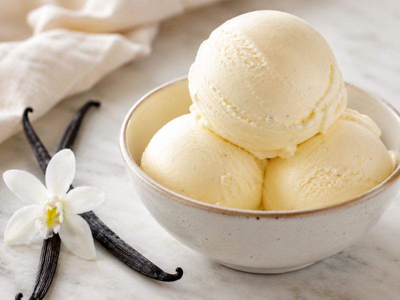 smooth and creamy vanilla ice cream scoop
