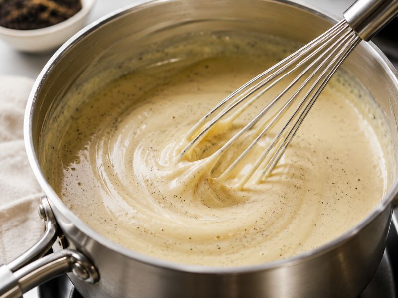 Earl Grey ice cream custard being prepared