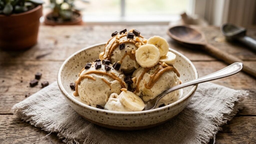 Fat Elvis Ice Cream with banana peanut butter and chocolate