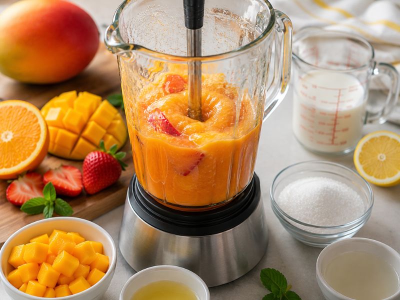 making homemade sherbet ice cream