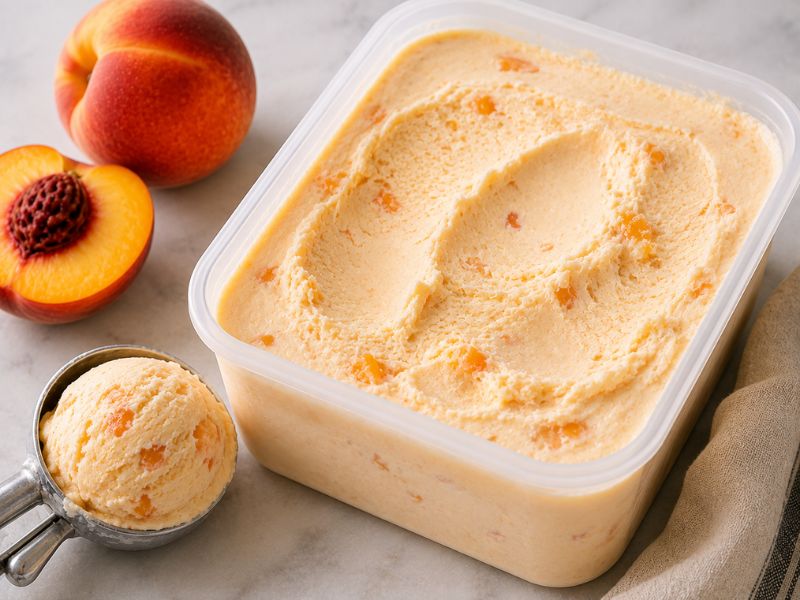 no-churn homemade peach ice cream