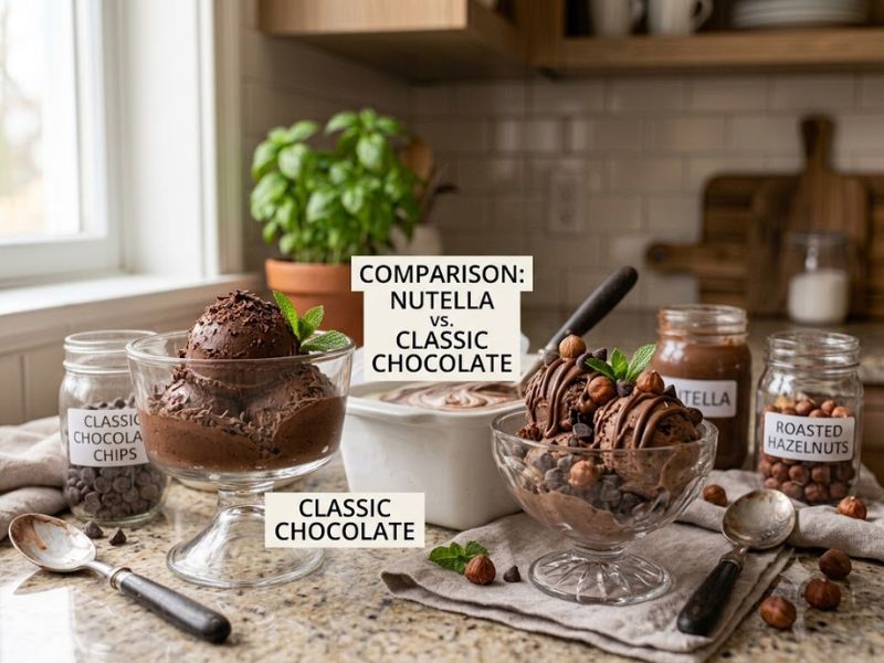 Nutella ice cream compared with traditional chocolate ice cream