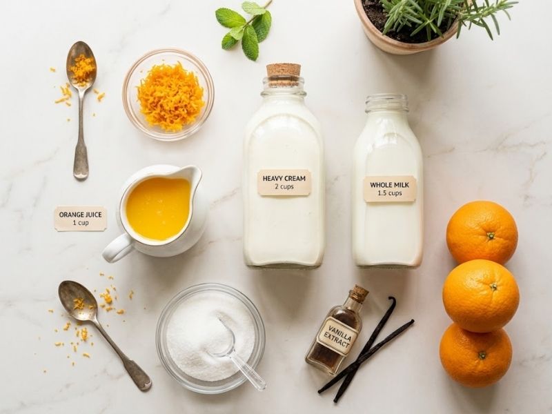 ingredients needed to make orange ice cream