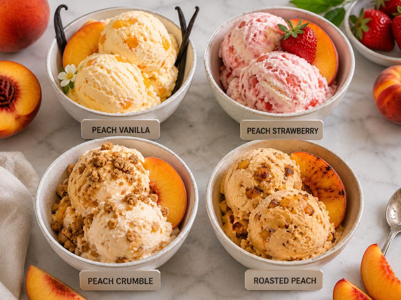 omemade peach ice cream variations