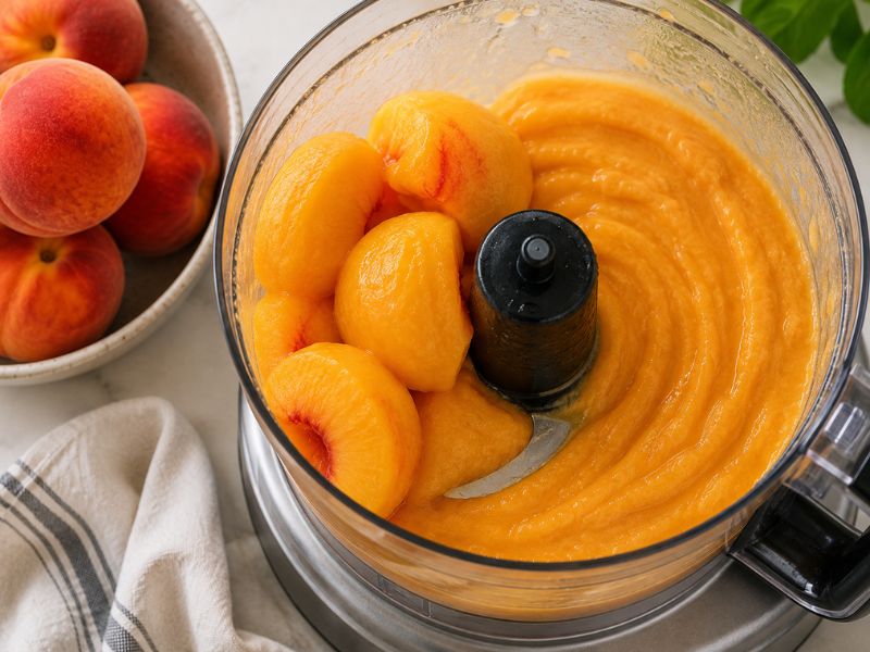 Fresh peach puree for homemade ice cream