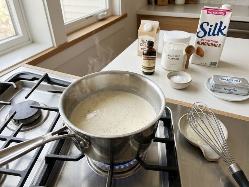 Preparing the base for sugar free ice cream