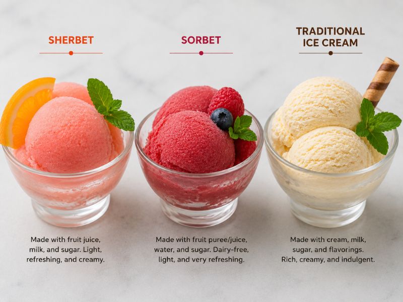 sherbet sorbet and ice cream comparison
