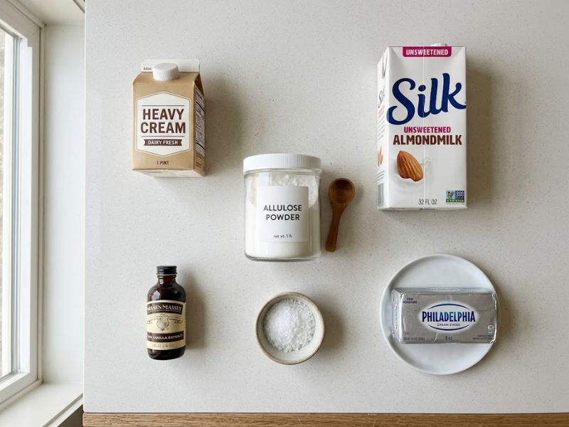 Ingredients for homemade sugar free ice cream