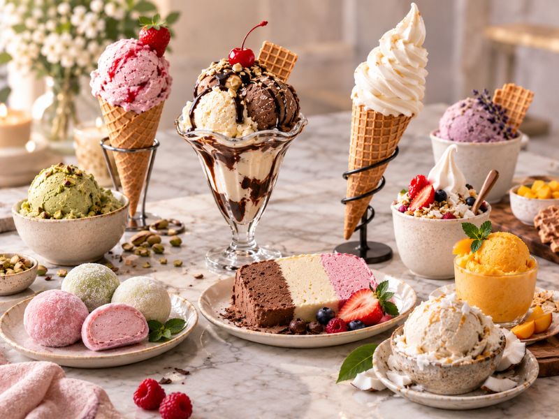 Different frozen desserts to choose from