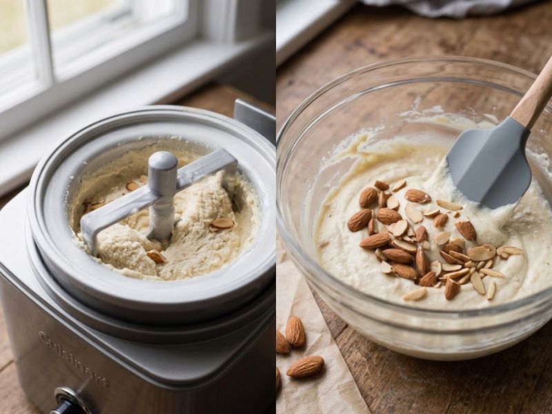 Comparison of churned versus no-churn almond ice cream methods