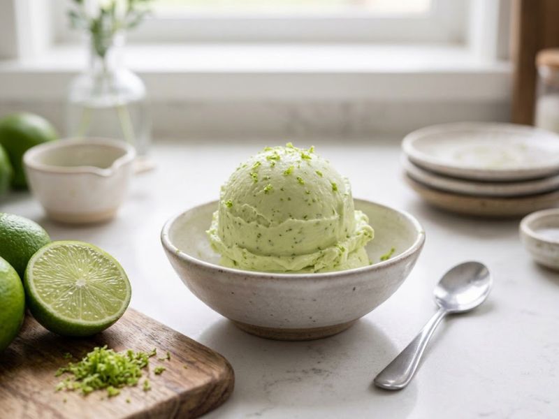 smooth and creamy lime ice cream texture