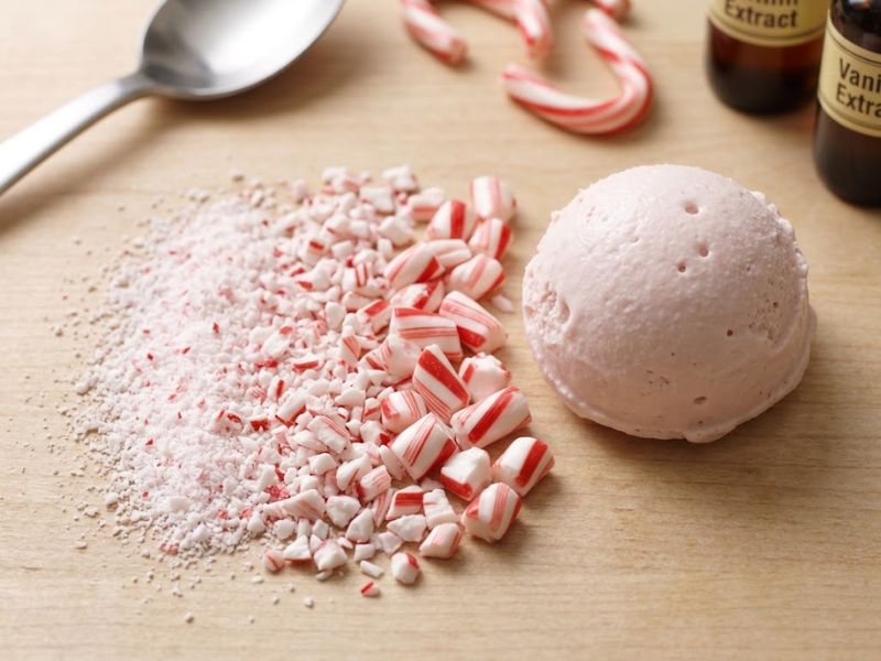 Crushed candy cane pieces for homemade ice cream