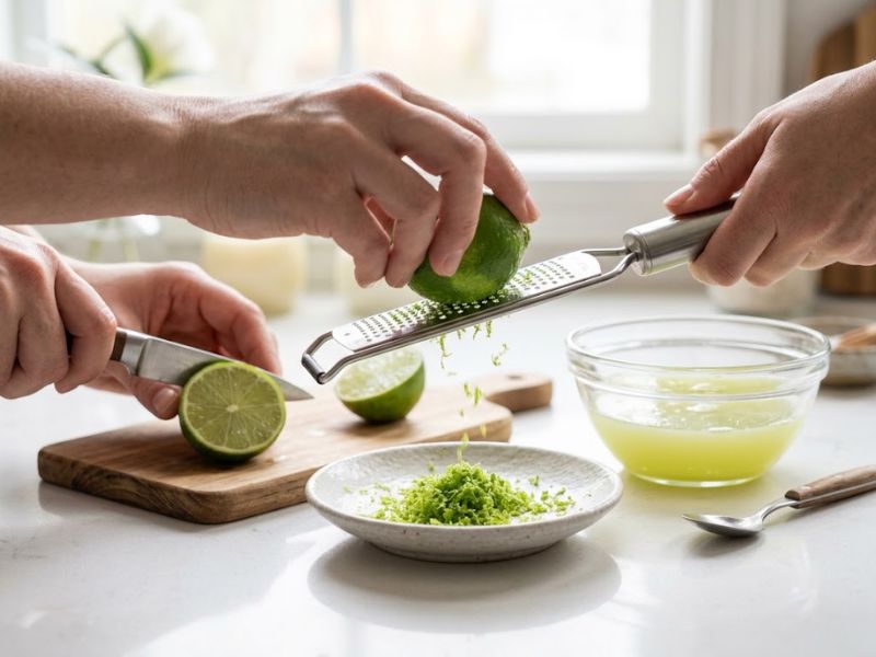 fresh lime zest and juice for lime ice cream